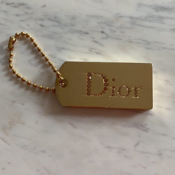 Dior gold & crystal “Sparkling” dog tag - Picture 1 of 15
